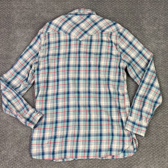Levi's Blue and Red Plaid Casual Button Down Shirt - Picture 5 of 12